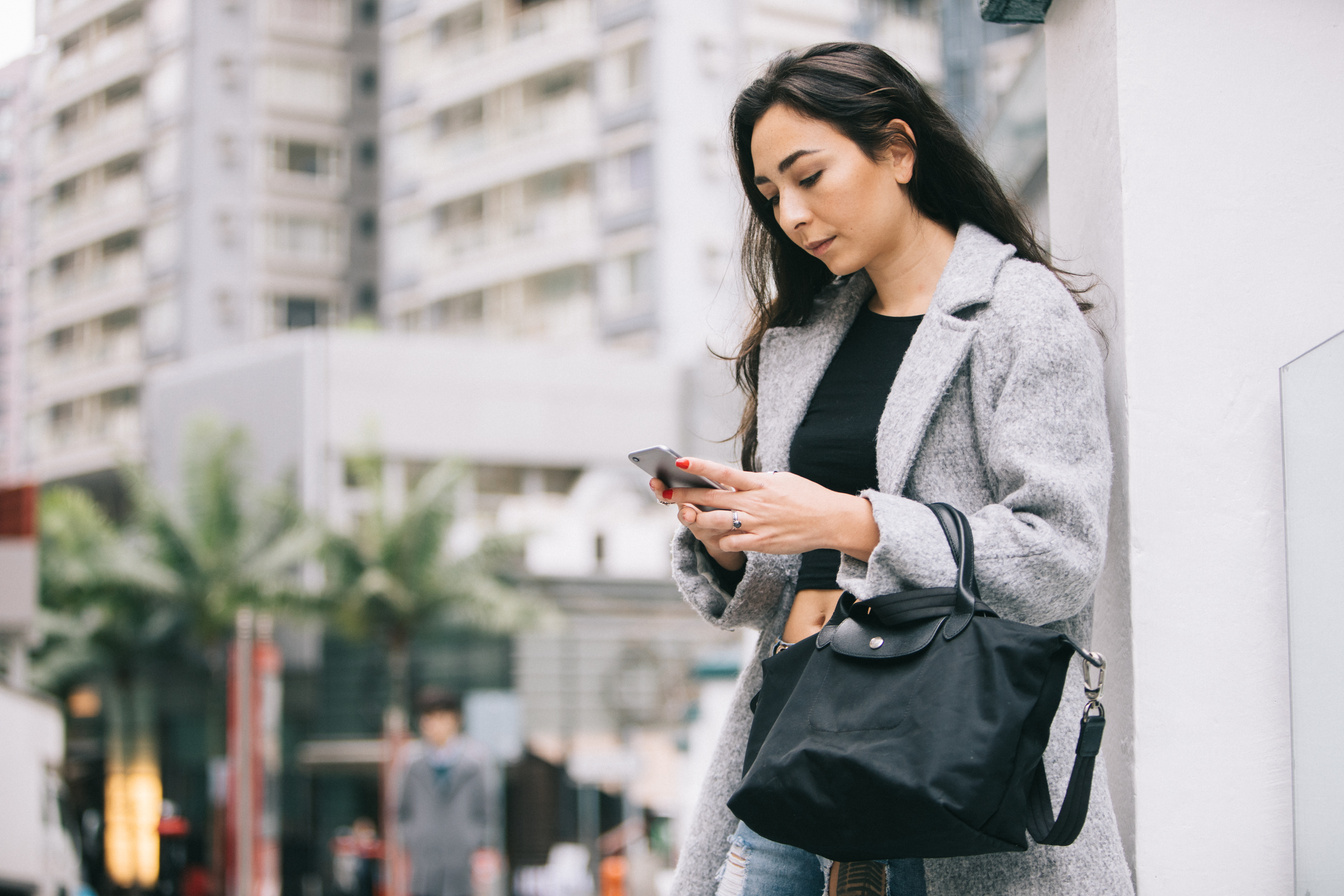 Woman looking at her phone